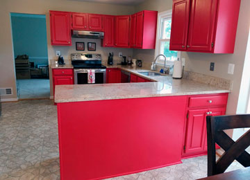 Interior Painting in kitchen with granite counter top